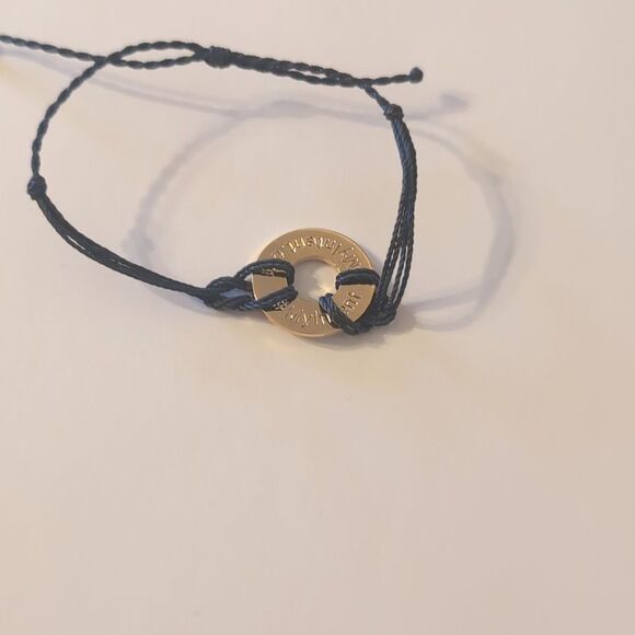 767 My Intent Black Adjustable‎ Slider Bracelet with Gold "Awareness" Charm - Picture 5 of 5